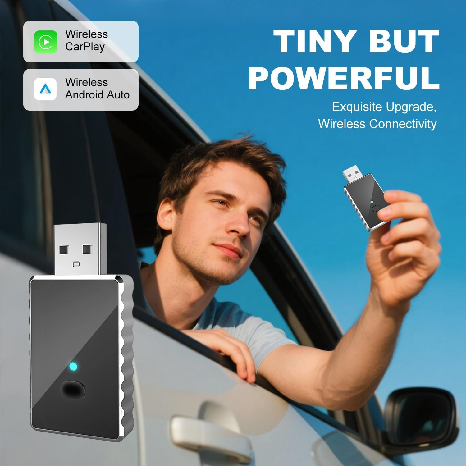 2 in 1 Wireless Carplay Adapter for Iphone & Android Auto, Convert Wired to Wireless Carplay Adapter with USB-A to USB-C, Mini Car Play Dongle Plug & Play, Stable Control & No Delay image number 5