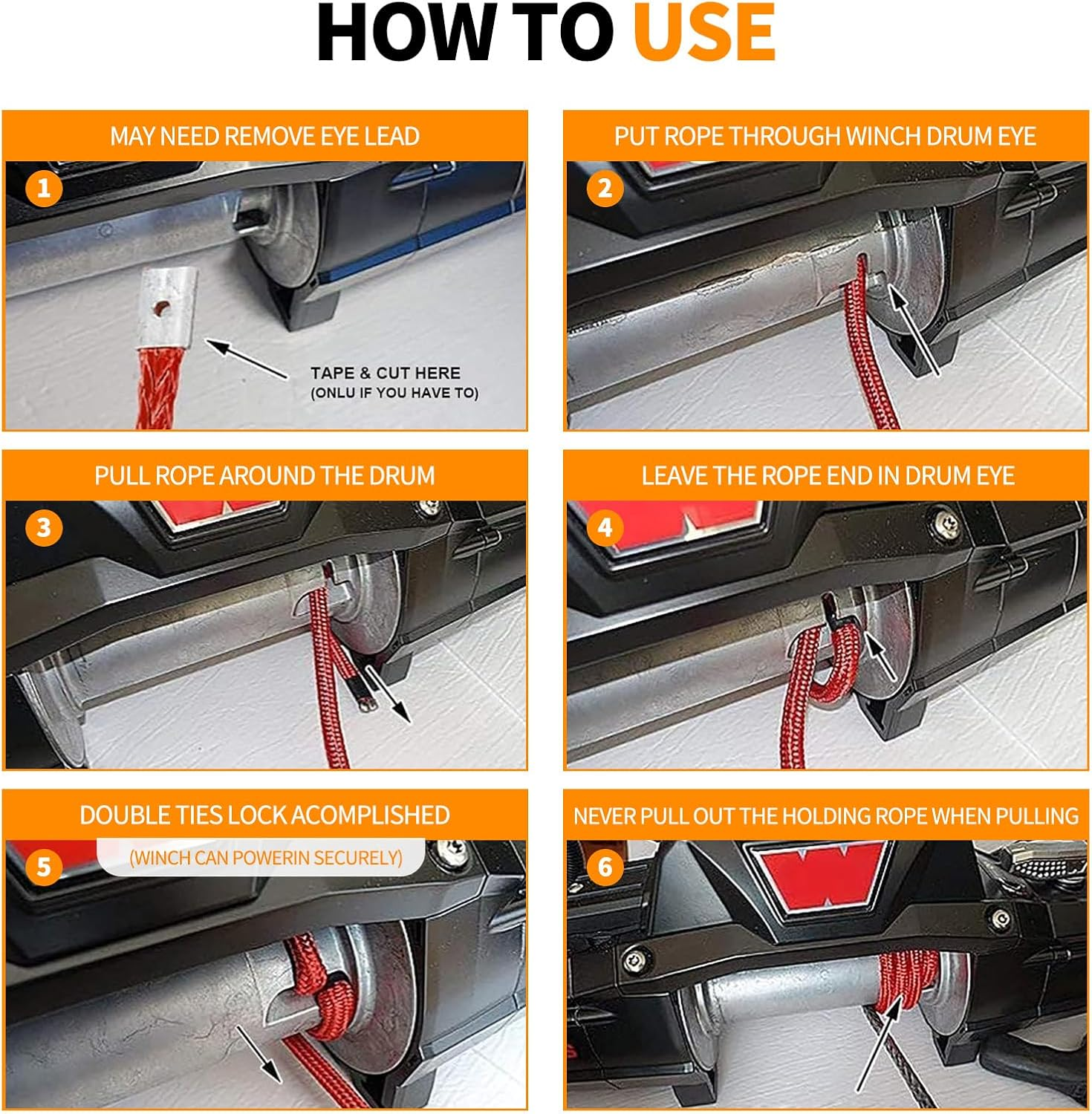 Alltoauto Winch Rope with Hook, 3/8" X 100'-25000Lbs Dyneema Synthetic Winch Rope Line Cable with Protective Sleeve for Truck 4WD Off-Road Vehicle Winch Accessory image number 4