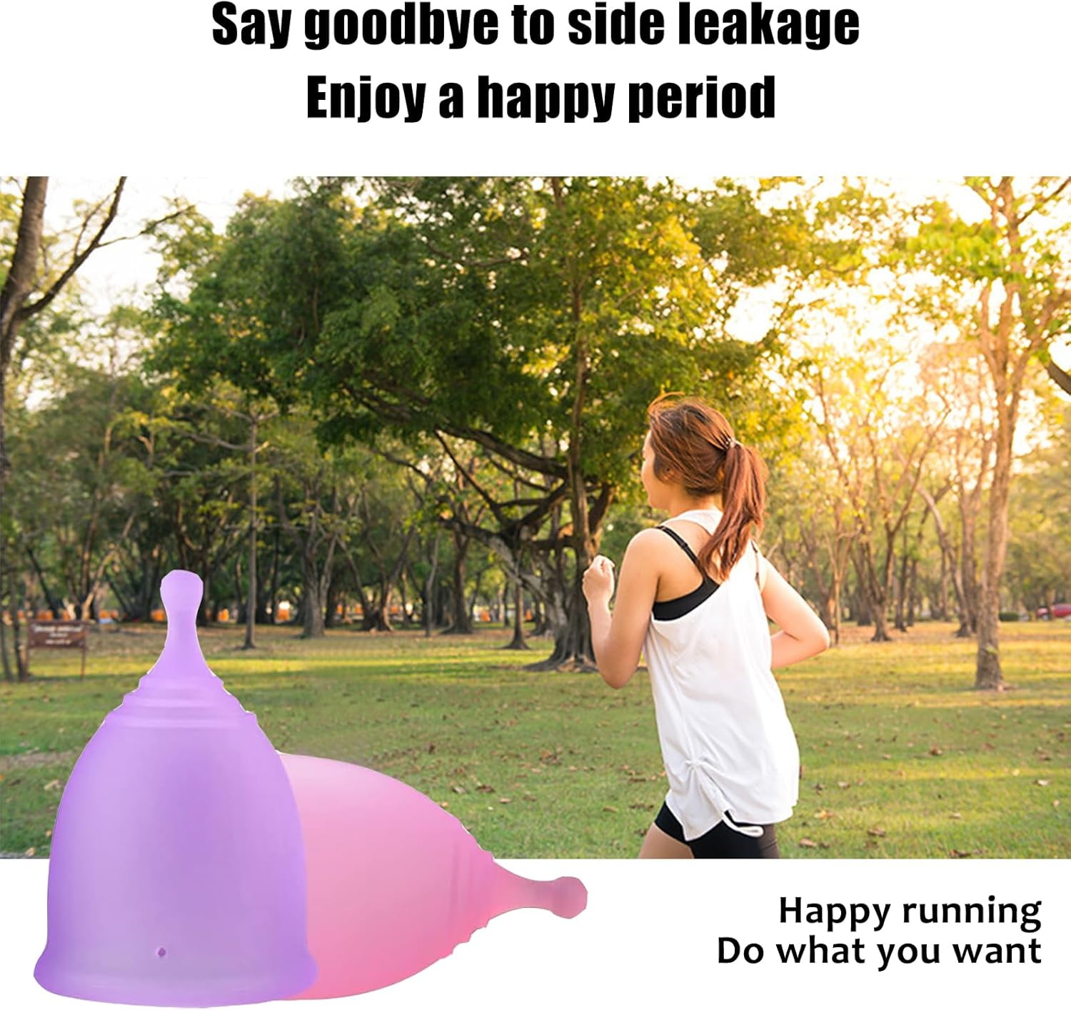 Comfortable and Reusable Menstrual Cup - Menstrual Cups Set of 2 Period Cup Reusable Small Large Sizes Silicone Soft Cups -Leak-Free Alternative Menstrual Protection image number 1