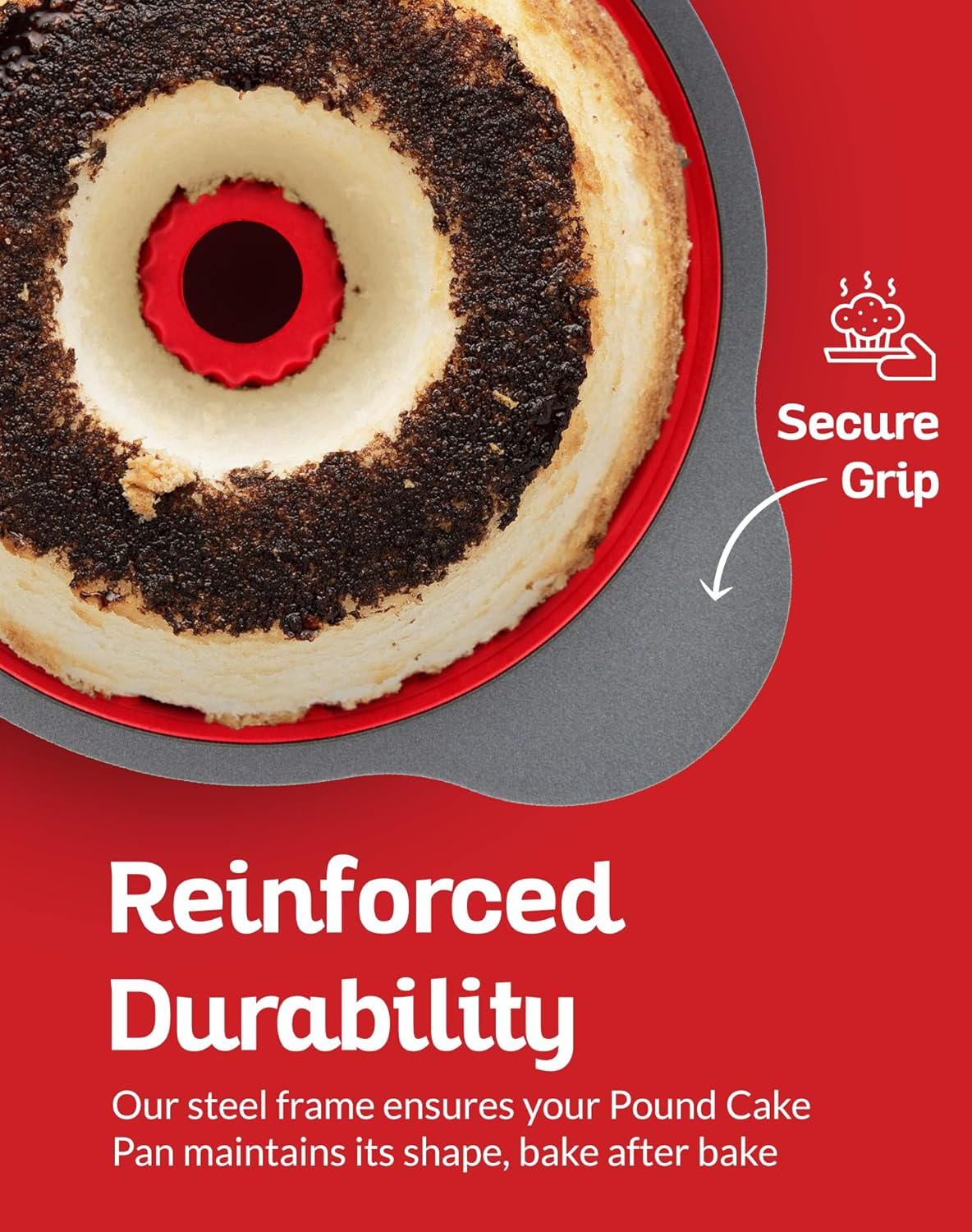 Boxiki Kitchen Premium Non-Stick Silicone Fluted Ring Cake Tin &ndash; Heavy-Duty Steel Frame, BPA & PFOA Free &ndash; Durable Cake Tin for Baking &ndash; No Warping, No Shape Loss image number 2