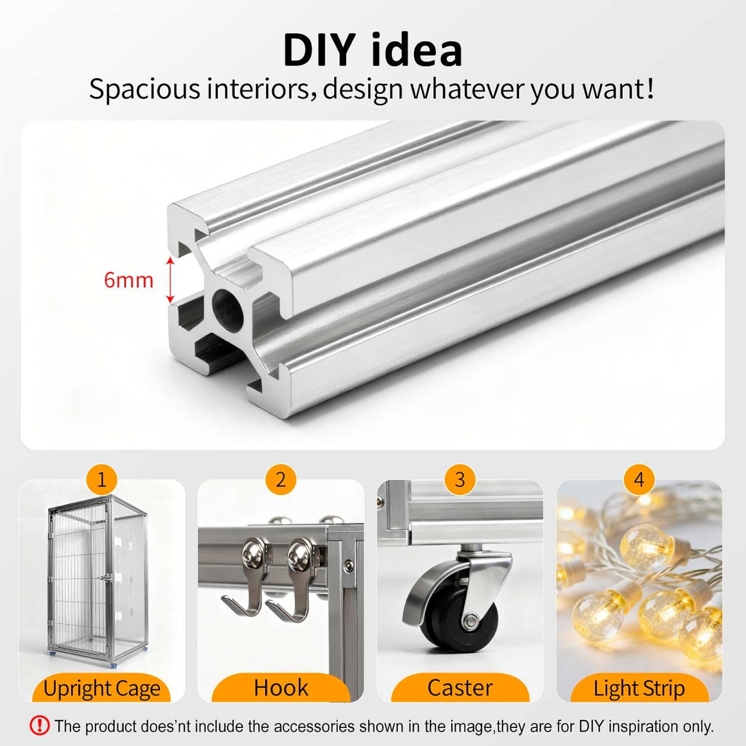 Chewproof T Slot 2020 Aluminum Profile Hamster Cage,360&deg; Transparent Ventilated Small Animal Cage,Standard Aluminum Profiles for Diy,Hamster Habitat for Guinea Pigs,Rats,Small Animals