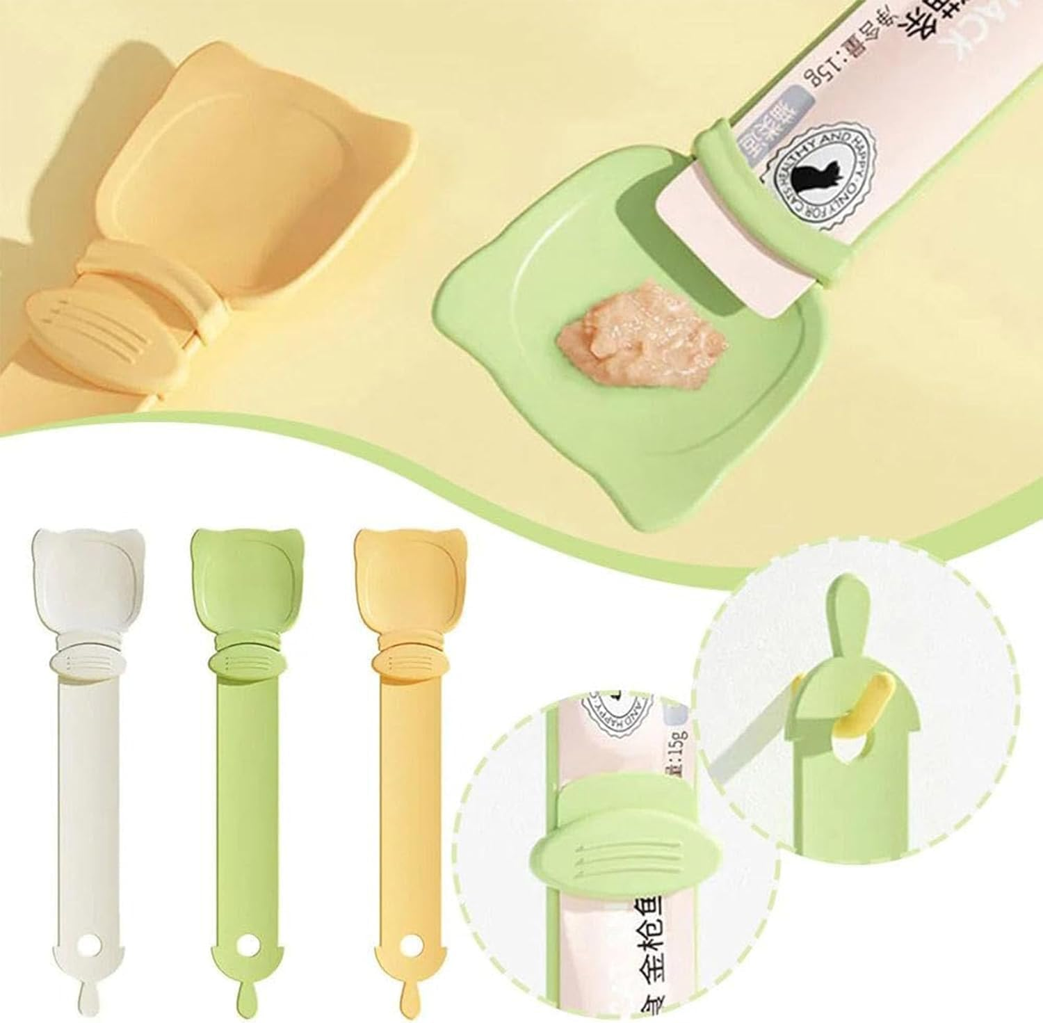 Cat Treat Squeeze Spoon Feeder,6Pcs Cat Strip Food Dispenser,Dogtreat Squeeze Spoons,Pet Strip Feeder Squeeze Spoon Treat Spoon Food Can Spoon,Small Animals Strip Squeeze Spoon image number 1
