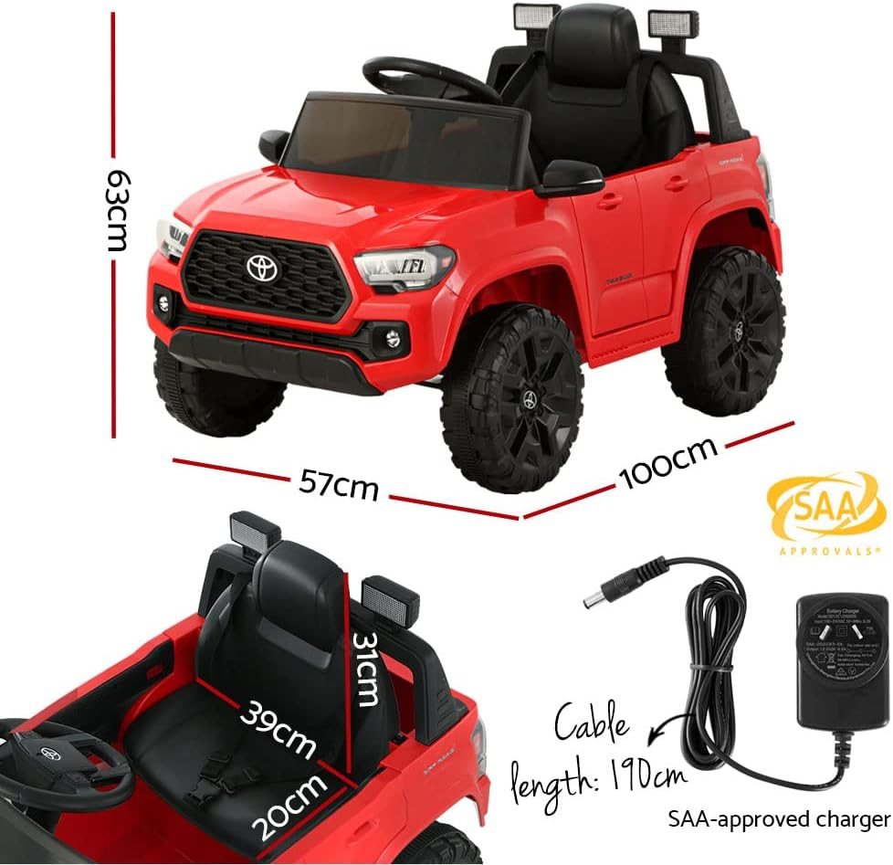 Toyota Kids Ride on Car Jeep, Licensed Tacoma Remote Control 12V Battery Horn Headlight Built-In Music 30Kg Capacity Safety Seat Belt Electric Cars for Toddlers Baby Walkers Little Tikes Kid Toy Red image number 5