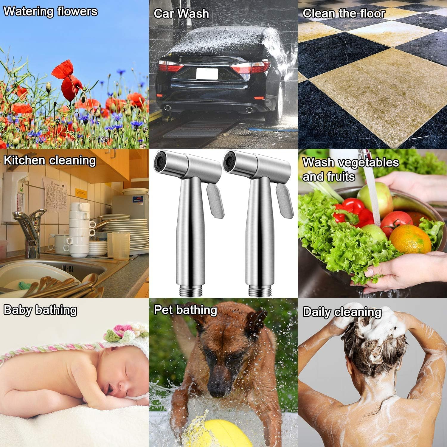 2 Pieces Bidet Toilet Sprayer Head,Stainless Steel Bidet Attachment for Toilet Handheld Bidet Sprayer Cloth Bathroom Diaper Sprayer for Kitchen and Toilet Cleaning (Bidet Sprayer Head) image number 3