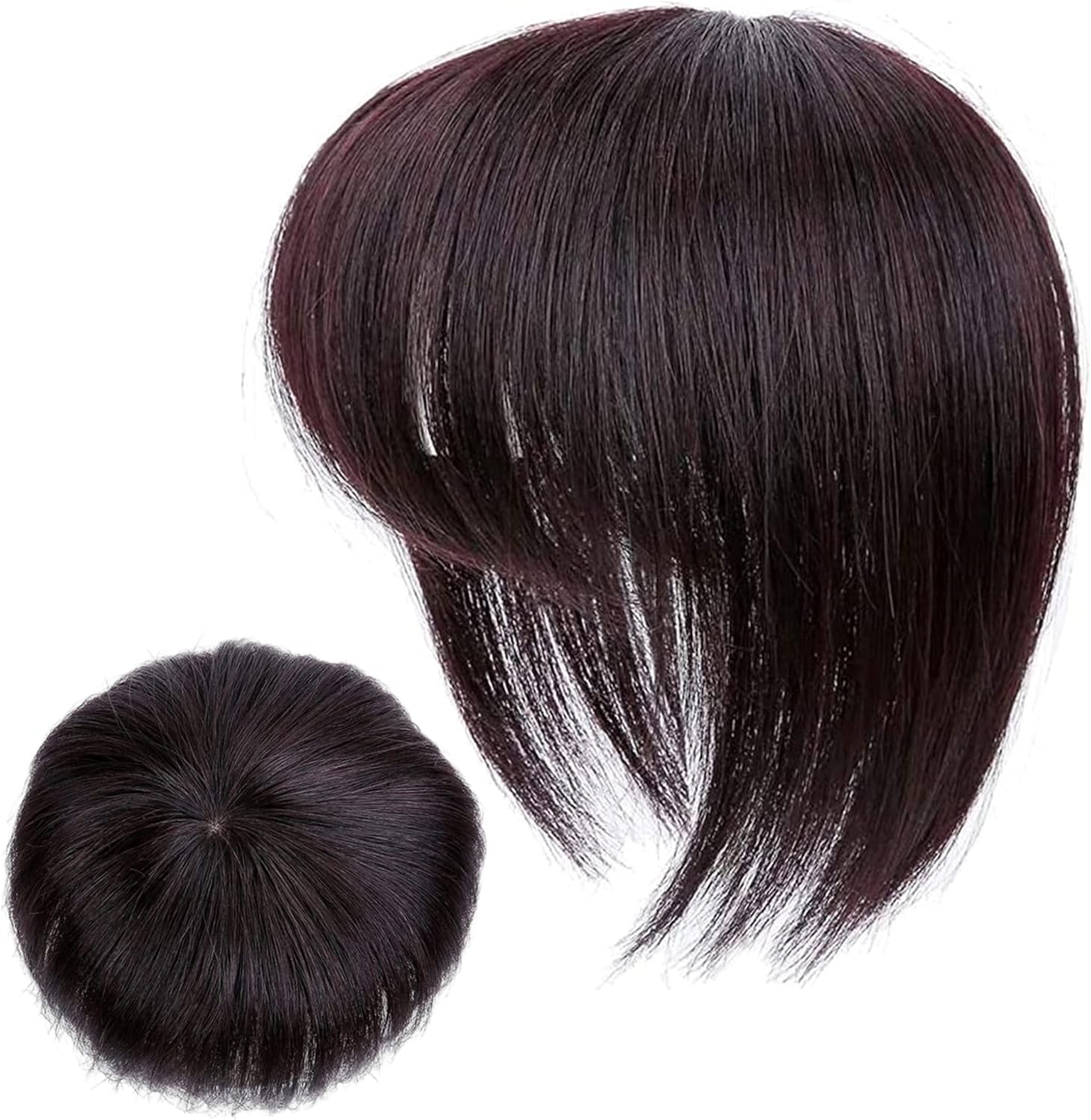Short Hair Wigs, Human Hair Topper Thinning Hair Topper Clip in Hairpieces 20Cm Dark Brown Hair Extensions for Women