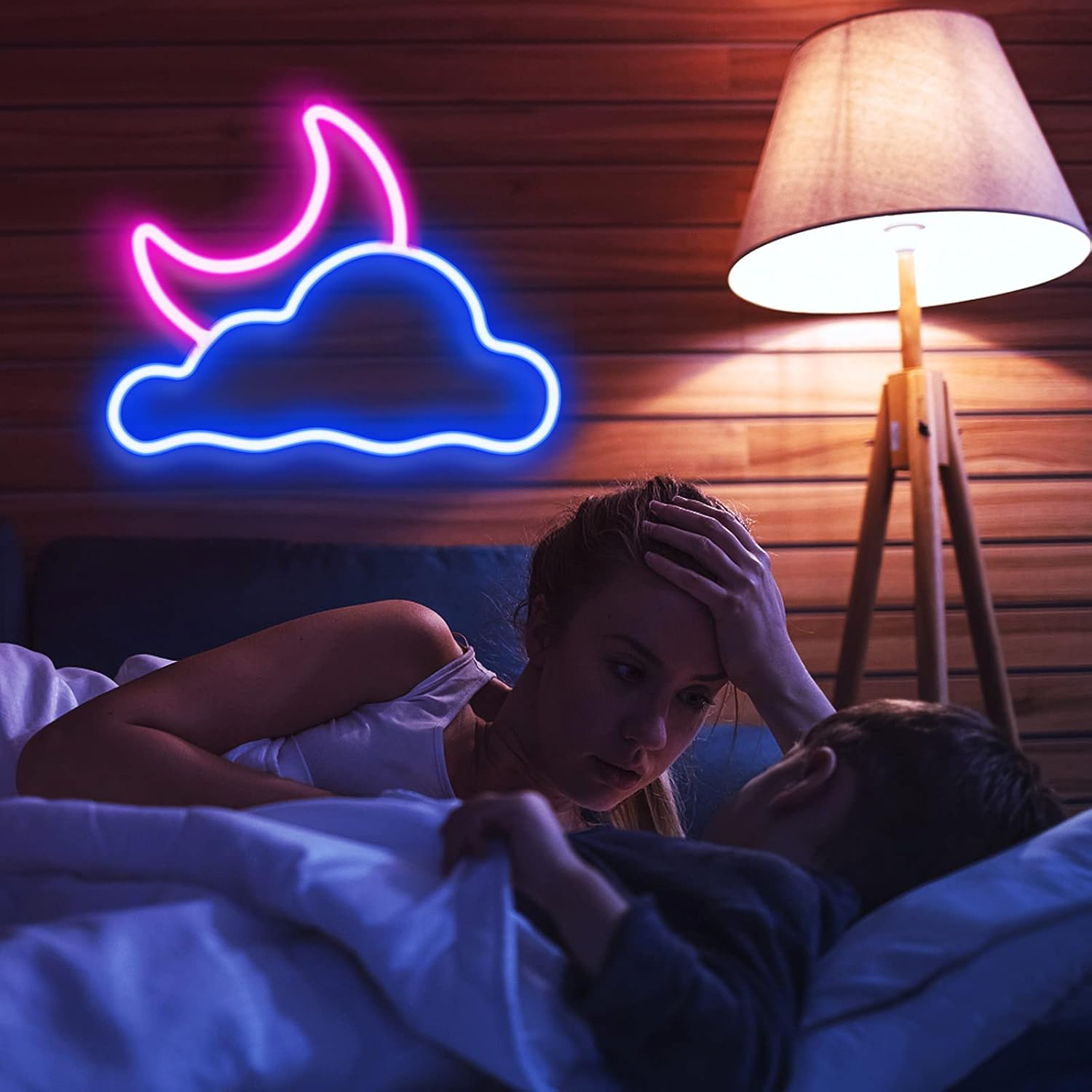 JTLMEEN Neon Sign - Cloud and Moon Led Neon Light, Neon Lights Sign for Wall Decor USB Powered Led Neon Signs for Bedroom Kids Room Wedding Party Decoration, Brightness Adjustable