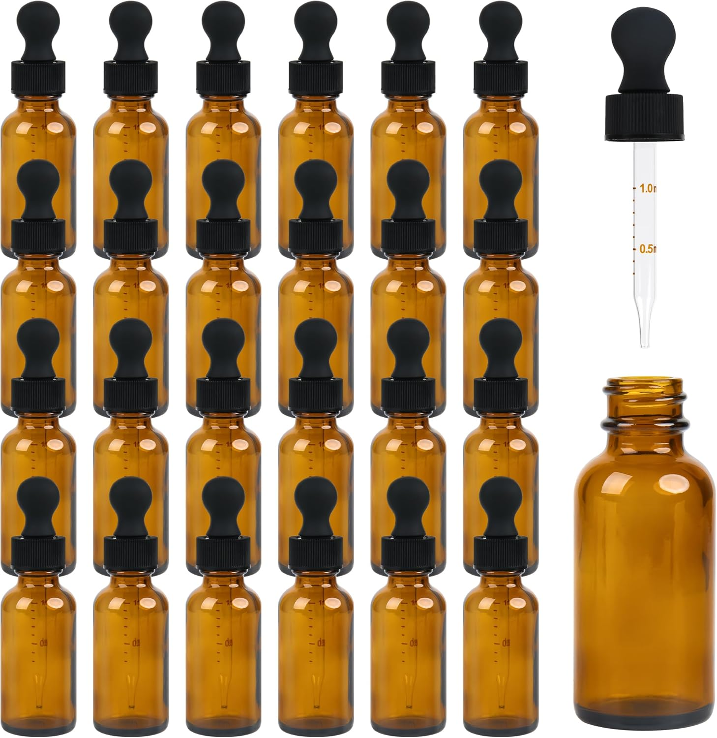 12 Pack Frosted Amber Dropper Bottles, 2Oz/60Ml Glass Tincture Bottles with Measured Eye Dropper, Leak Proof Travel Bottles for Essential Oils/Chemistry Lab Chemicals/Colognes & Perfumes