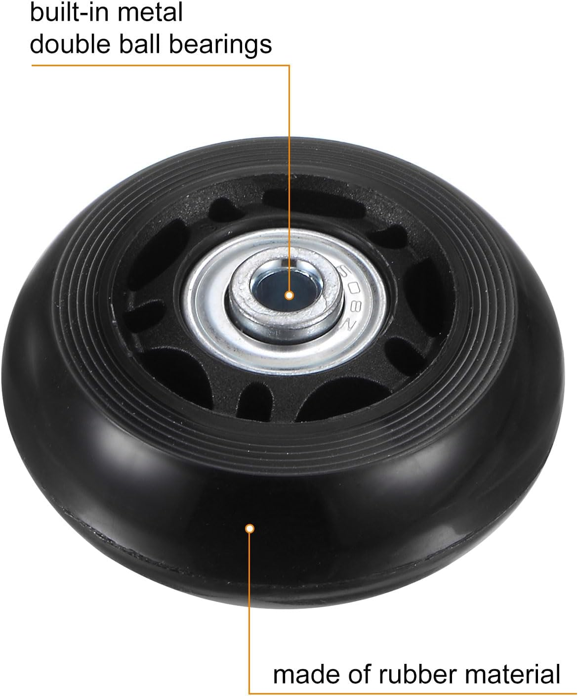 Uxcell Replacement Luggage Wheels 60X24Mm Suitcase Wheel Repair Kits Include 2 PU Bearing Wheels & Washers, Wrenches & Axle Screw for Trolley Bag, Inline Skate and Caster Board image number 3