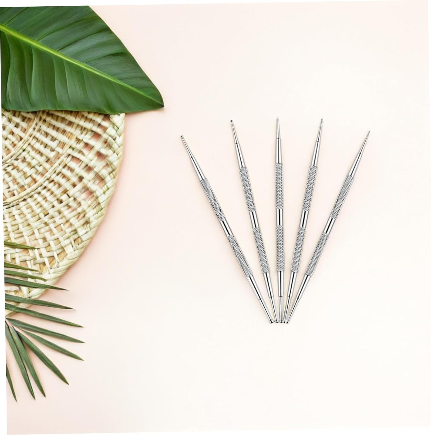 GOOHOCHY 5Pcs Nail Art Drill Pen Nail Art Tools Stainless Stainless Steel Silver