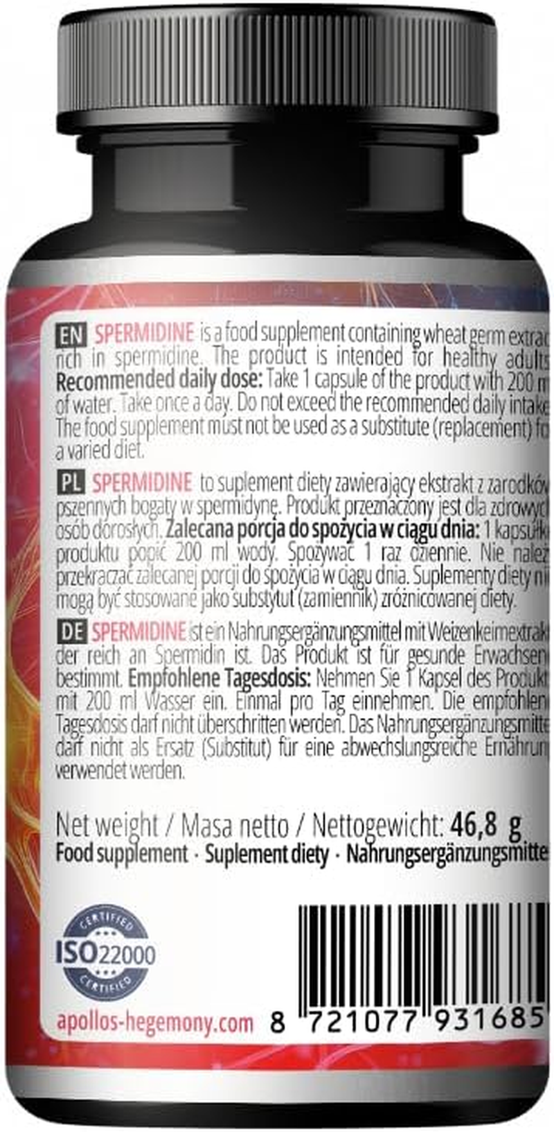 Spermidine 600Mg from Wheat Germ Extract - 60 Capsules - 60 Days Supply - Supports Healthy Aging - Dietary Supplement by Apollo'S Hegemony image number 2