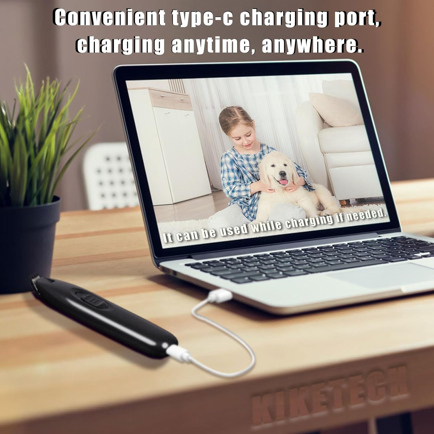 KIKETECH LED Dog Paw Trimmer - Cordless, Low Noise Dog Clippers for Grooming, Rechargeable Small Area Shaver for Dogs, Cats, Glossy Black image number 5