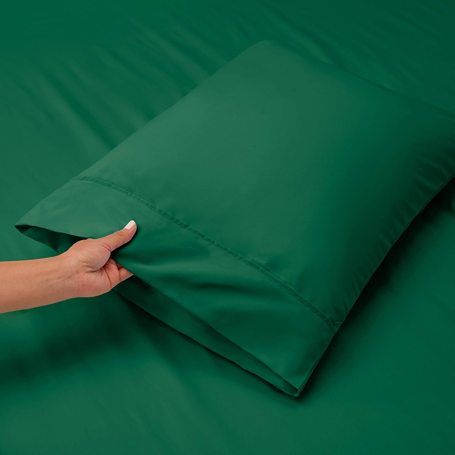 Hearth & Harbor Extra Deep Pocket Sheets - Fits Mattress 18-24 Inches Deep - Extra Deep Pocket Full Size Sheets Sets - 6 Piece Full Size Sheets - Full Sheets Deep Pocket - Hunter Green Sheets