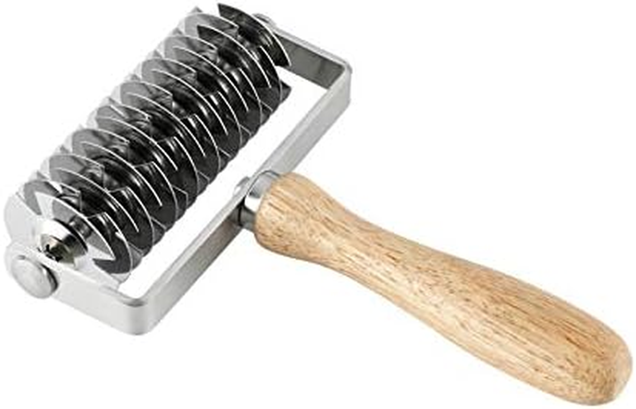 INCHOO Homemade Stainless Steel Dough Lattice Roller Cutter Bread Pastry Baking Tool Dough Docker Needle Roller Wheel image number 2