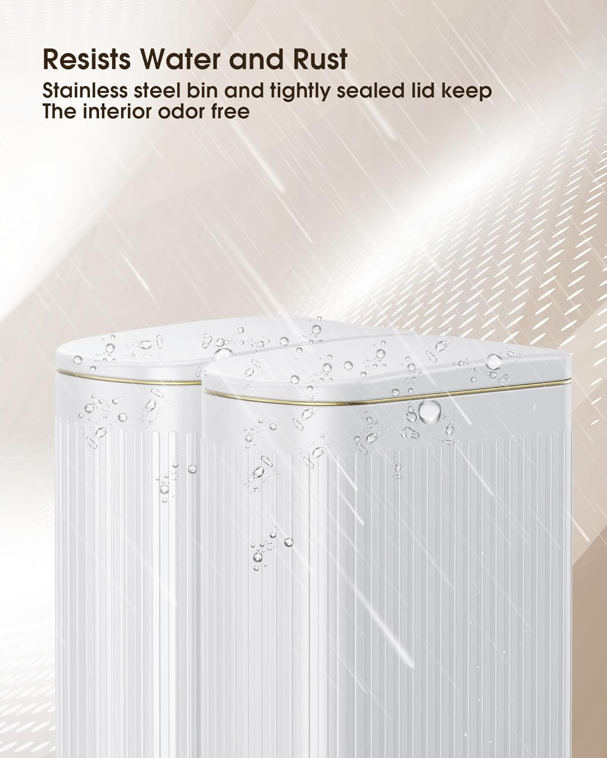 Small Trash Can with Lid Soft Close 6 Liter Stainless Steel Rectangular Slim Trash Bin with Metal Pedal Removable Inner Wastebasket for Bathroom Bedroom, Kitchen, Powder Room, Office, White