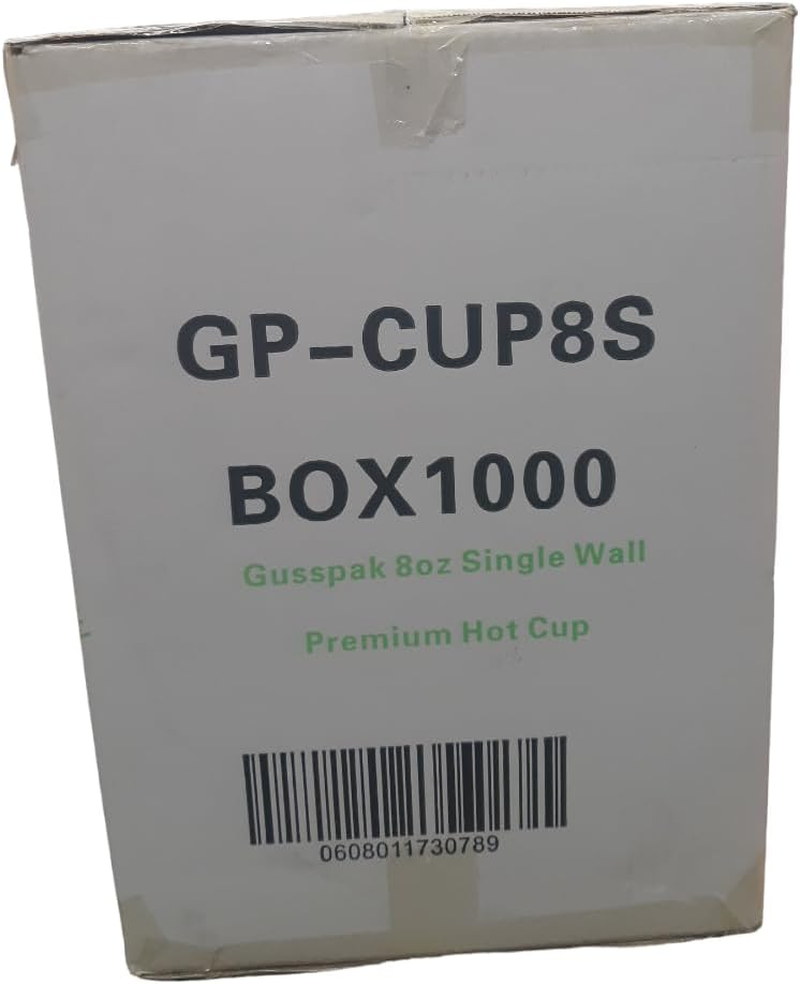 Gusspak 8Oz Paper Hot Cups/ 20 Packs of 50 (1000 in a Box)