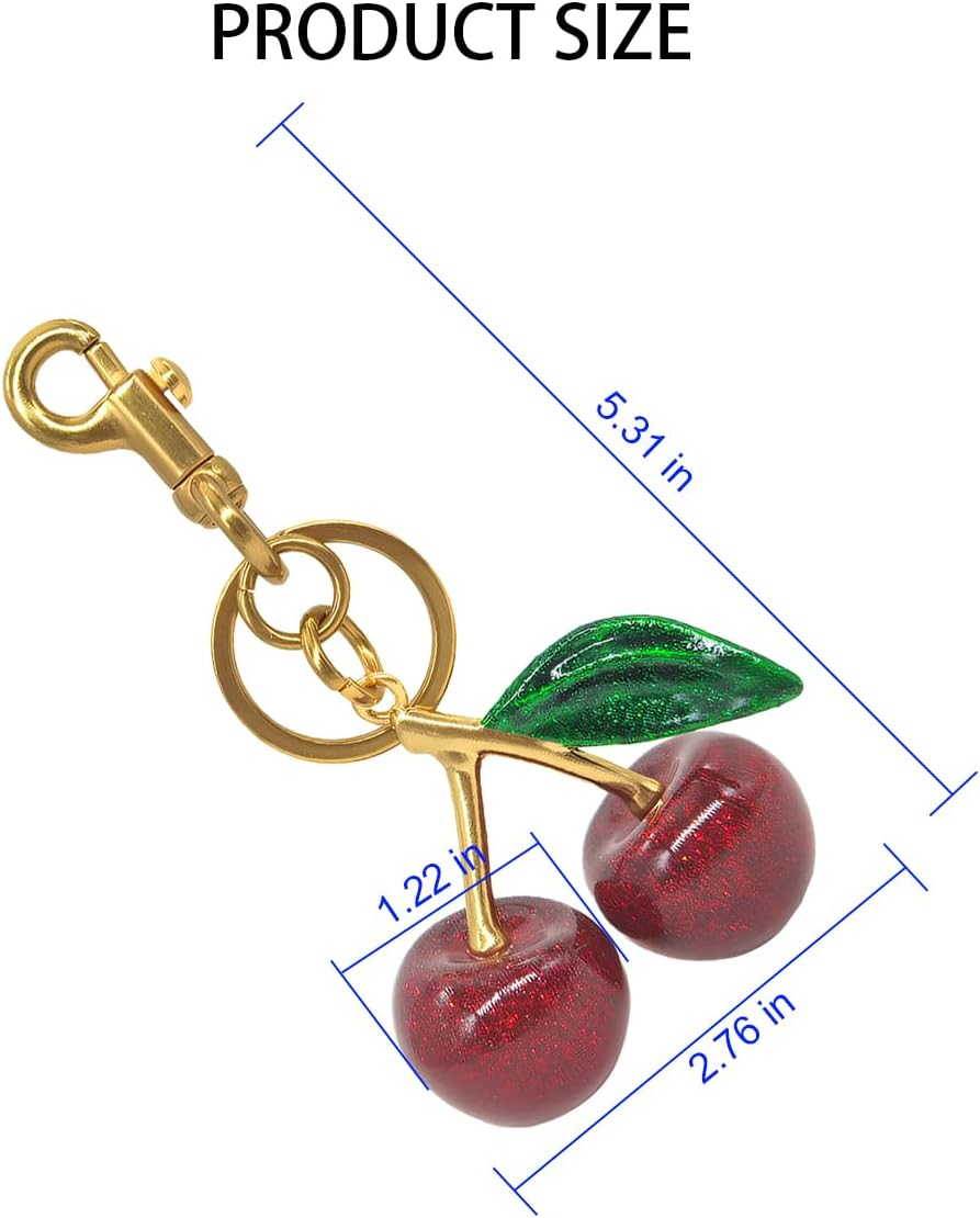 Bittwee Bling Cherry Car Keychain, Sparkling Key Chains Charm for Purse Bag, Cute Auto Keyring Decor, Universal for Vehicles image number 3