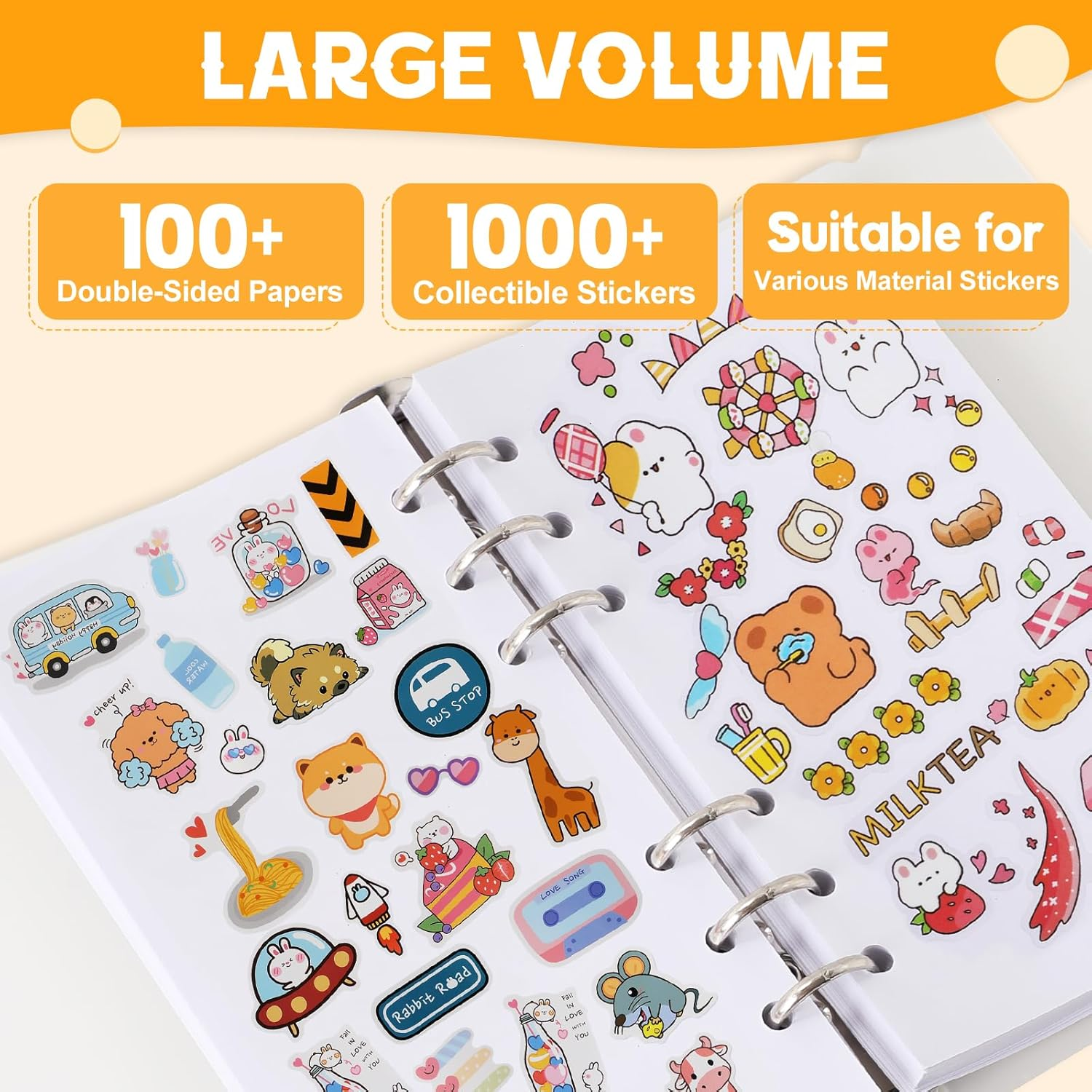 Reusable Sticker Book 100 Sheets Sticker Collecting Album Sticker Collection Accessories Activity Sticker Album for Collecting Stickers, Labels, A6