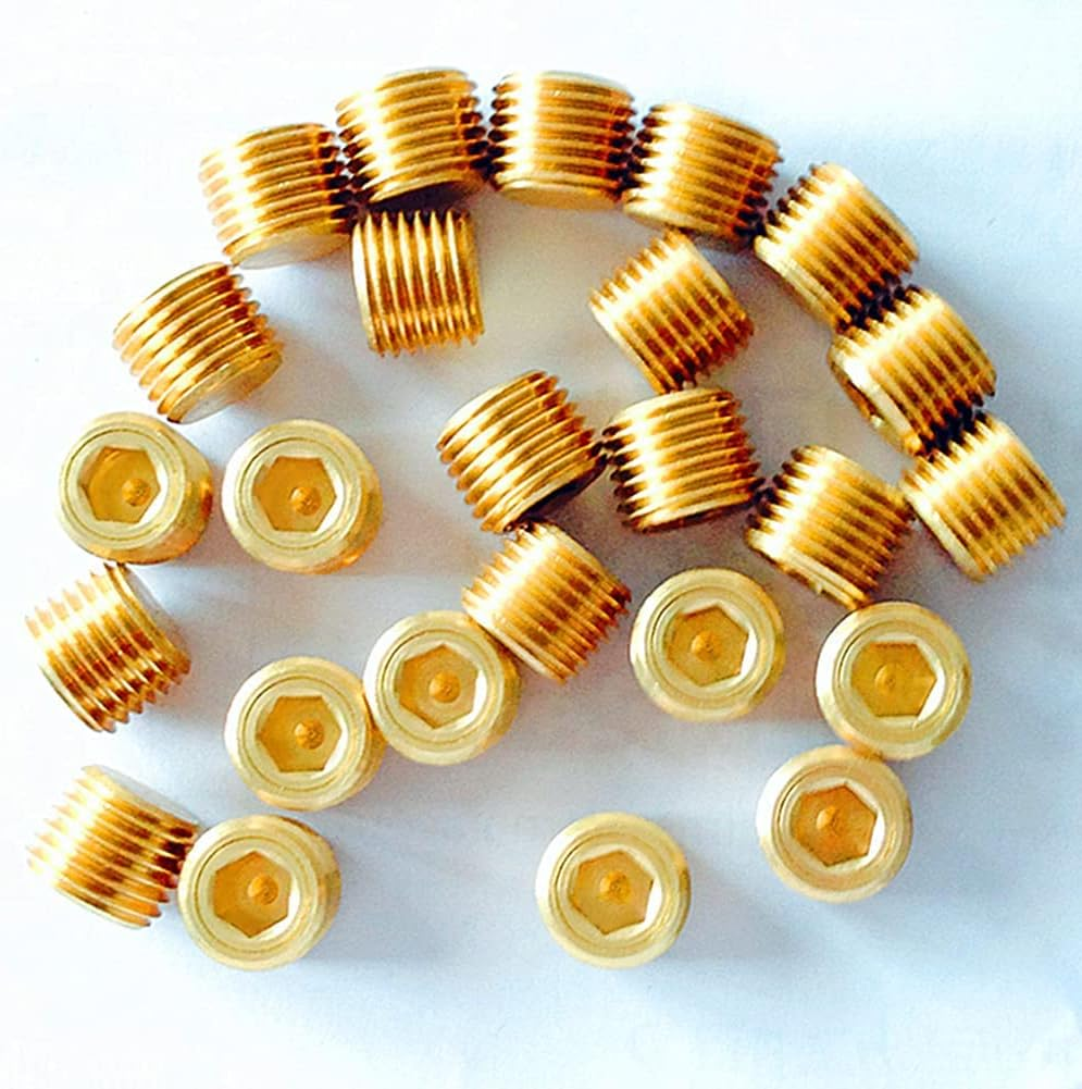 1/2" NPT Plug Brass Pipe Fitting, Counter Sunk Thread Internal Hex Head Style Male Pipe (Pack of 3) image number 5