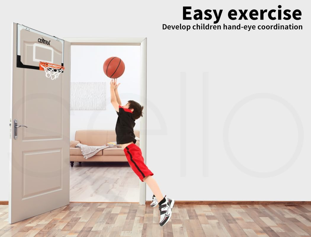 Centra Mini Basketball Hoop for Teens and Adults Indoor Hang Backboard Play Games Home and Office Door & Wall Mounted,Over the Door Basketball Hoop for Ages 8+