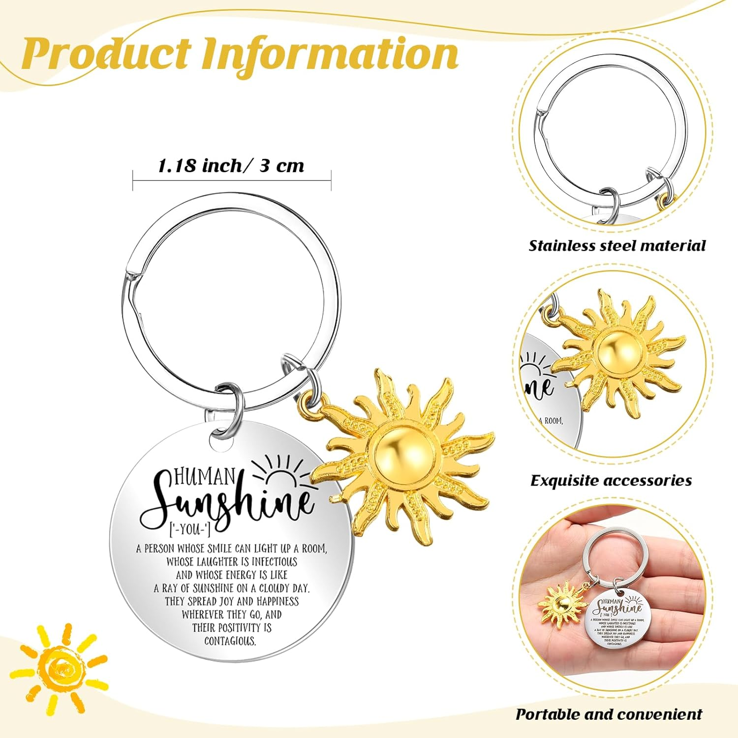 Crtiin 3Pcs Human Sunshine Makeup Bag Gifts Sets Inspirational Thank You Gifts for Woman Human Sunshine Makeup Bag 11.2 Oz Novelty Coffee Mug Keychain Christmas Birthday Gifts Coworker Gifts, as The image number 4