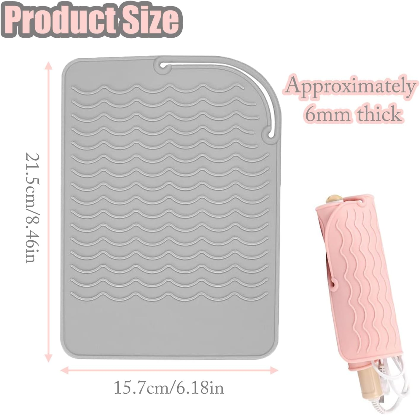 JOOTUEPO 2 X Travel Mat for Straighteners, Straighteners and Hair Styling Tools, Mat Cover for Curling Irons, Hair Straighteners, Straighteners and Other Hot Hair Tools (Pink, Grey)
