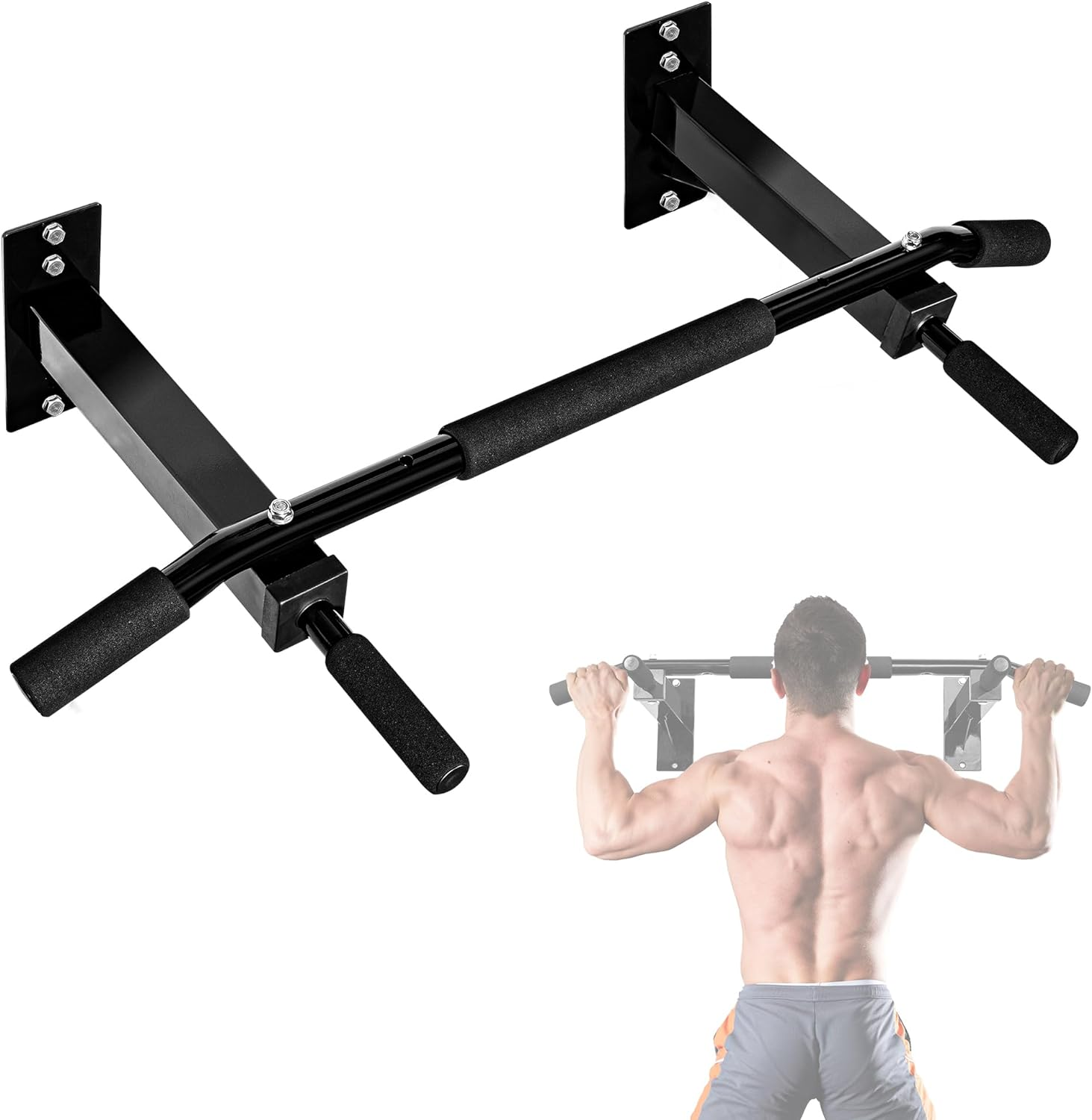 Yes4All Heavy Duty Wall Mounted Pull up Bar &ndash; Multi-Grip Ceiling Strength/Joist Mount/Chin-Up Bar for Home Gym Portable