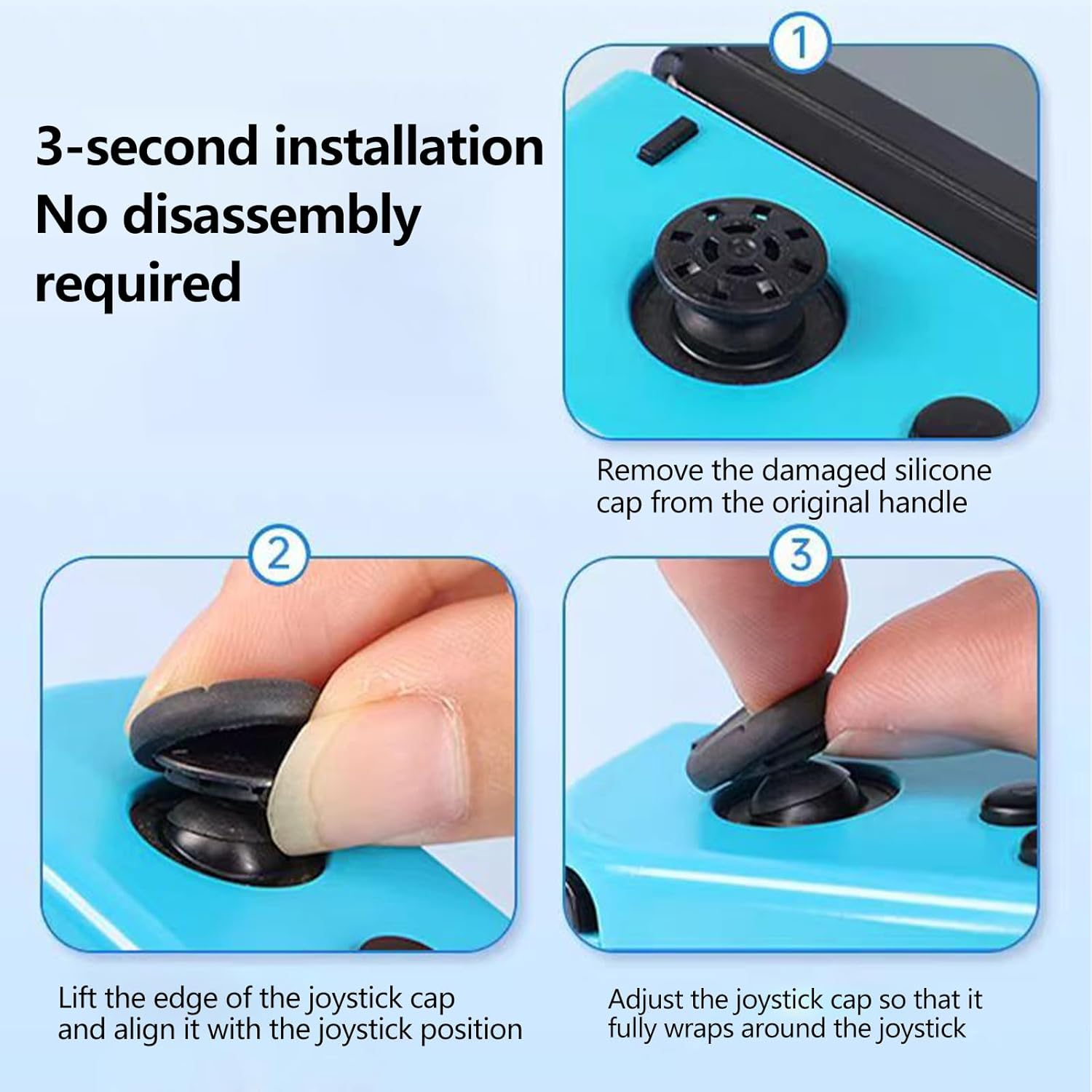 JANGJANG 4PCS Replacement Thumb Caps, Comfort Soft Silicone Analog Thumb Joystick Grips, Compatible with Switch and Switch Lite Joy-Con Controller, Anti-Slip Design image number 5