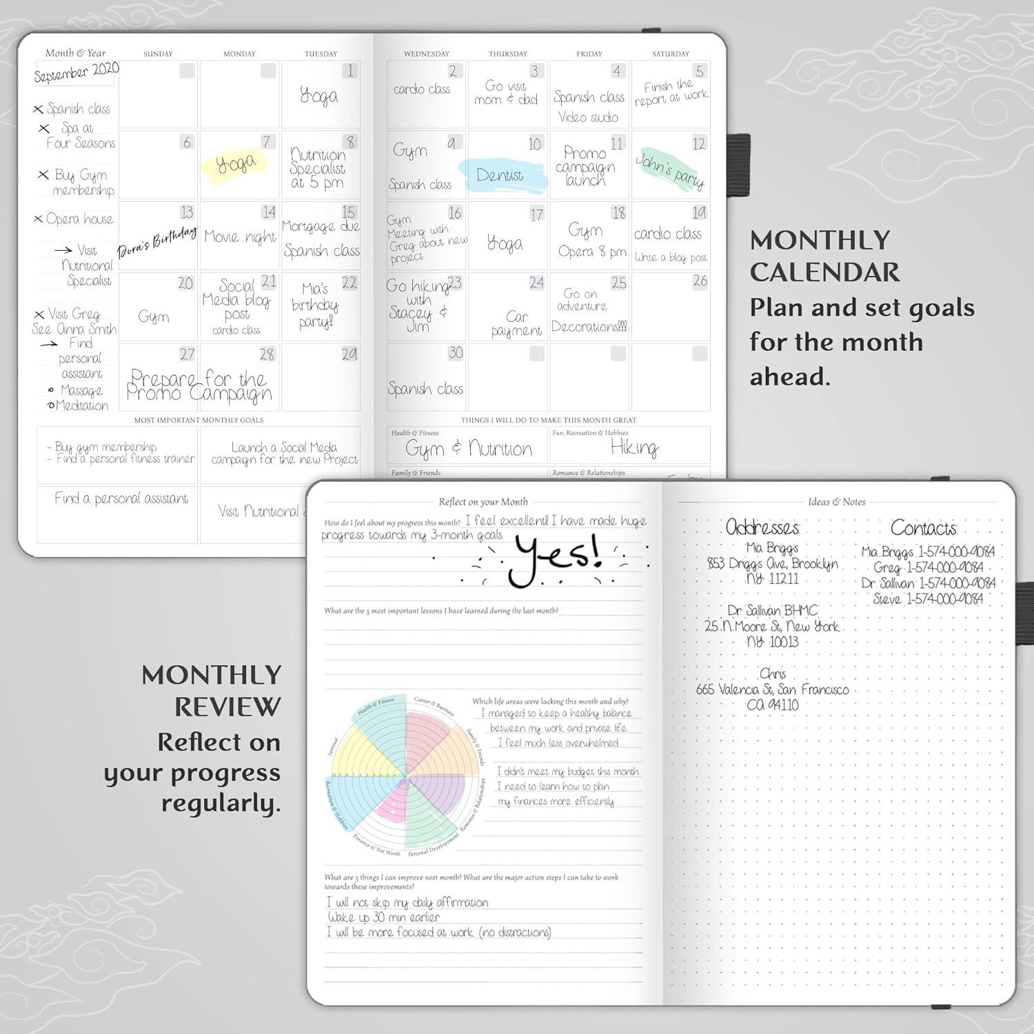 Legend Planner &ndash; Deluxe Weekly & Monthly Life Planner to Hit Your Goals & Live Happier. Organizer Notebook & Productivity Journal. A5 Hardcover, Undated &ndash; Start Any Time + Stickers &ndash; Mystic Gray
