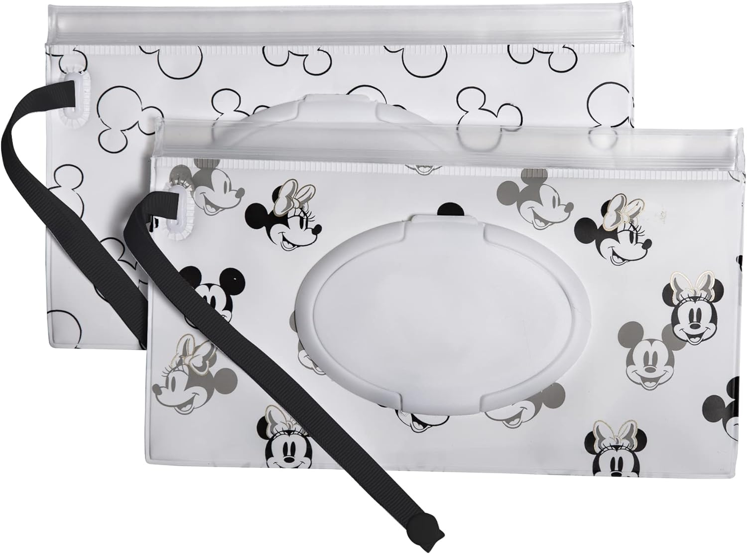 J.L. Childress Disney Baby by Reusable Wet Wipes Case 2-Pack, Refillable Wipes Holder, Portable for Travel, Includes Wrist Strap, Mickey and Minnie (1140DIS) image number 6