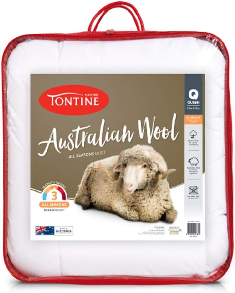Tontine Medium Weight Australian Wool All Seasons Quilt, Single &ndash; Natural Cotton Cover for Breathability &ndash; Wool Fill Resists Dust Mites &ndash; Ideal for Asthma & Allergies image number 4