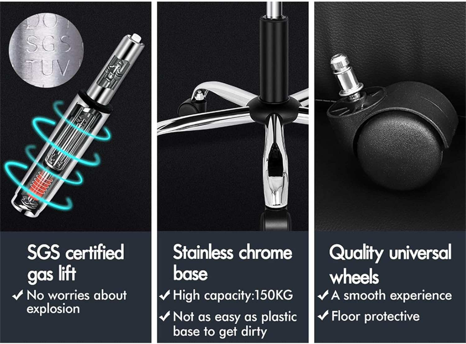 ALFORDSON Office Chair with 150&deg; Recline and SGS Listed Gas-Lift, Ergonomic PU Leather Executive Chair with TUV Certified Wheel for Computer Desk, Swivel Gaming Chair for Max 150Kg (Classic White) image number 2