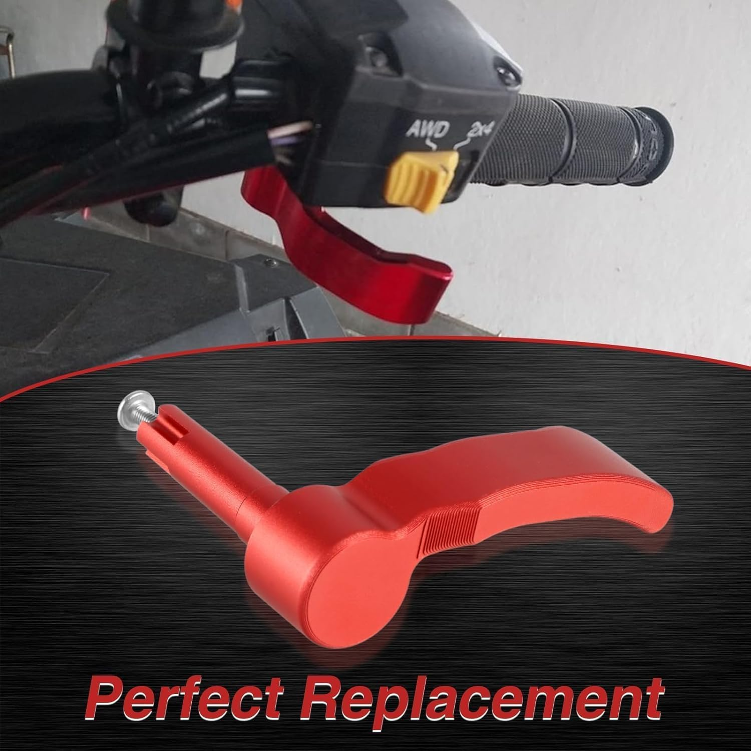 FUSCH Red 6061 Aluminum Alloy Thumb Throttle Control Lever Compatible with Polaris Scrambler 500 850 XP 1000 Eps/Sportsman 450 550 570 850 XP1000 - Black image number 3