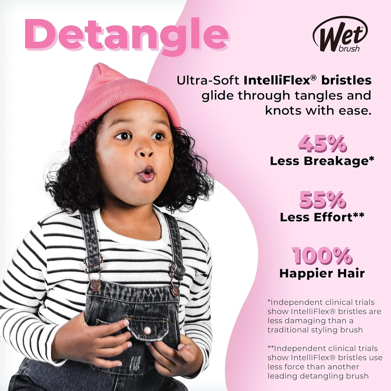 Wet Brush Original Detangler Hair Brush - Abstract Mineral Black Swirl - All Hair Types - Ultra-Soft Intelliflex Detangler Bristles Glide through Tangles with Ease - Pain-Free Comb for Men & Women - Dusty Rose image number 4