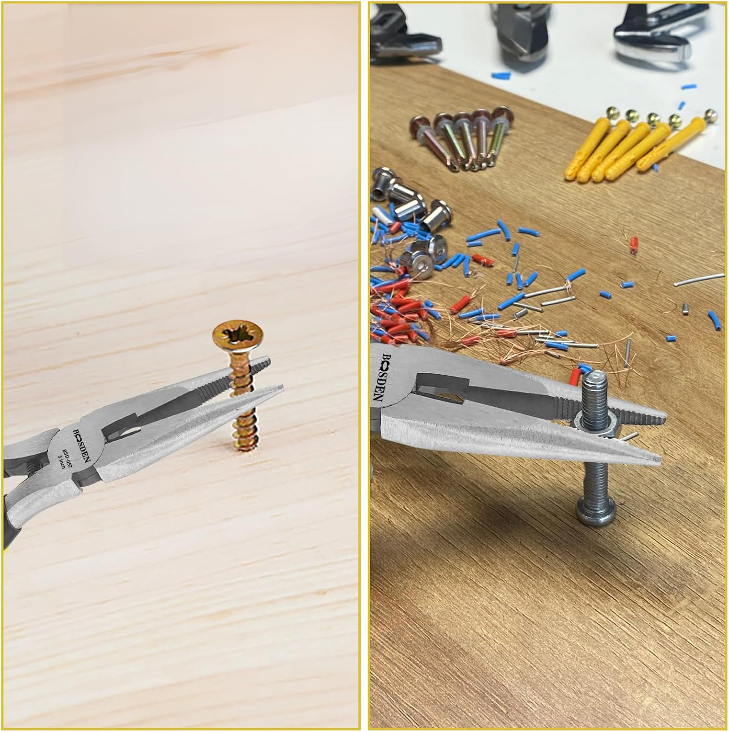 BOOSDEN 5" Needle Nose Pliers, Long Nose Pliers Set with Side Cutter,Mini Fine Needle Nose Pliers with Comfort Grip, Precision Small Needle Nose Pliers for Electronics, Craft, Jewelry Making, 5 PACK image number 3