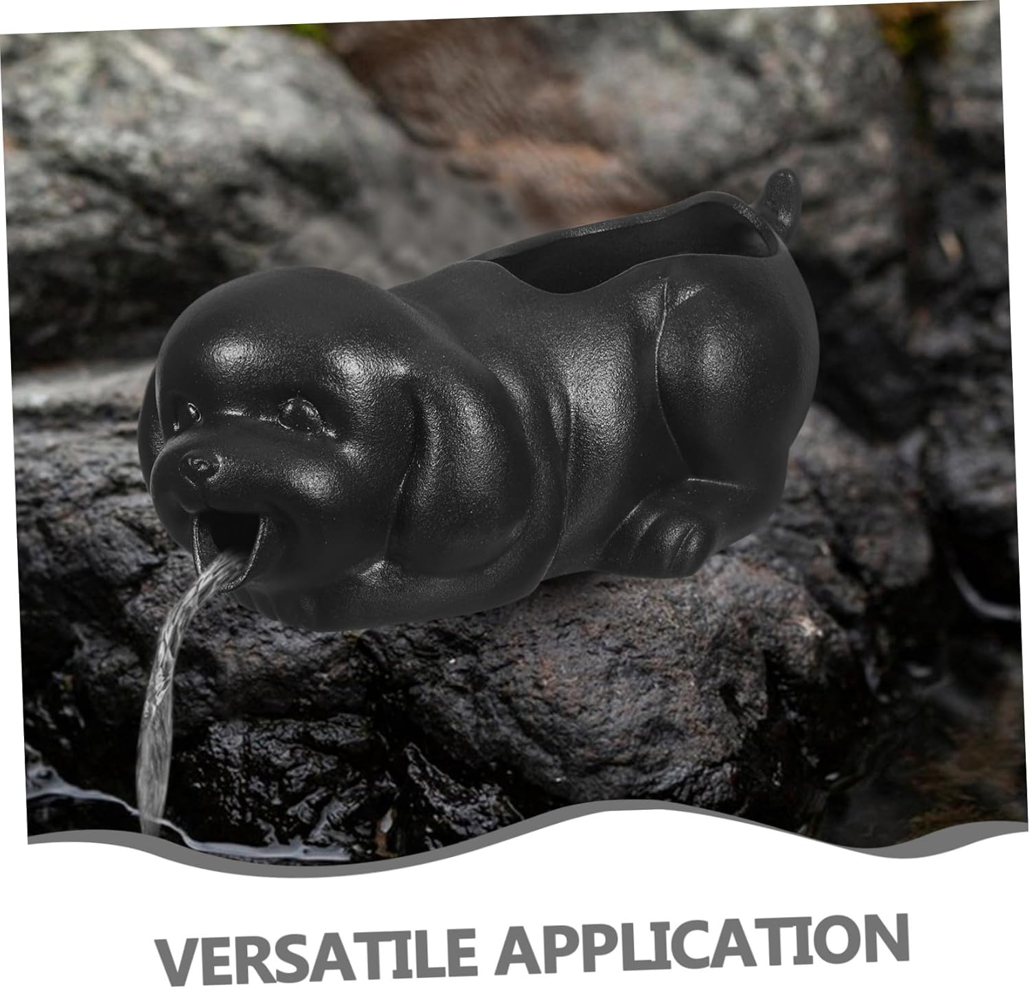 Ceramic Dog Fountain Spitter for Fish Tank and Garden Decor Waterfall Feature Jar for Green Plant Growth Clean Water Circulation Aquarium and Outdoor Patio Waterfall Ornament