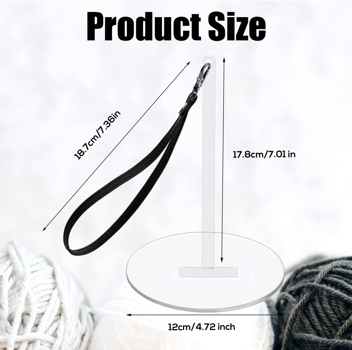 NQEUEPN Large Wrist Yarn Holder, Acrylic Yarn Holder with Wrist Strap Portable Yarn Organizer Yarn Holder Spinner for Craft Lovers Knitting, Prevent Tangling, M, Transparent, Black image number 2