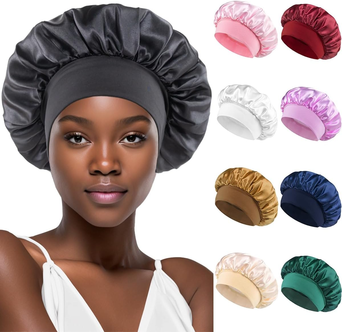 Bonnets for Men Nightcap, Double Layer Polyester Hair Bonnet for Sleeping, Reversible Night Cap, Bonnet Nightcap for Curly Hair, Polyester Bonnetfor Men and Women