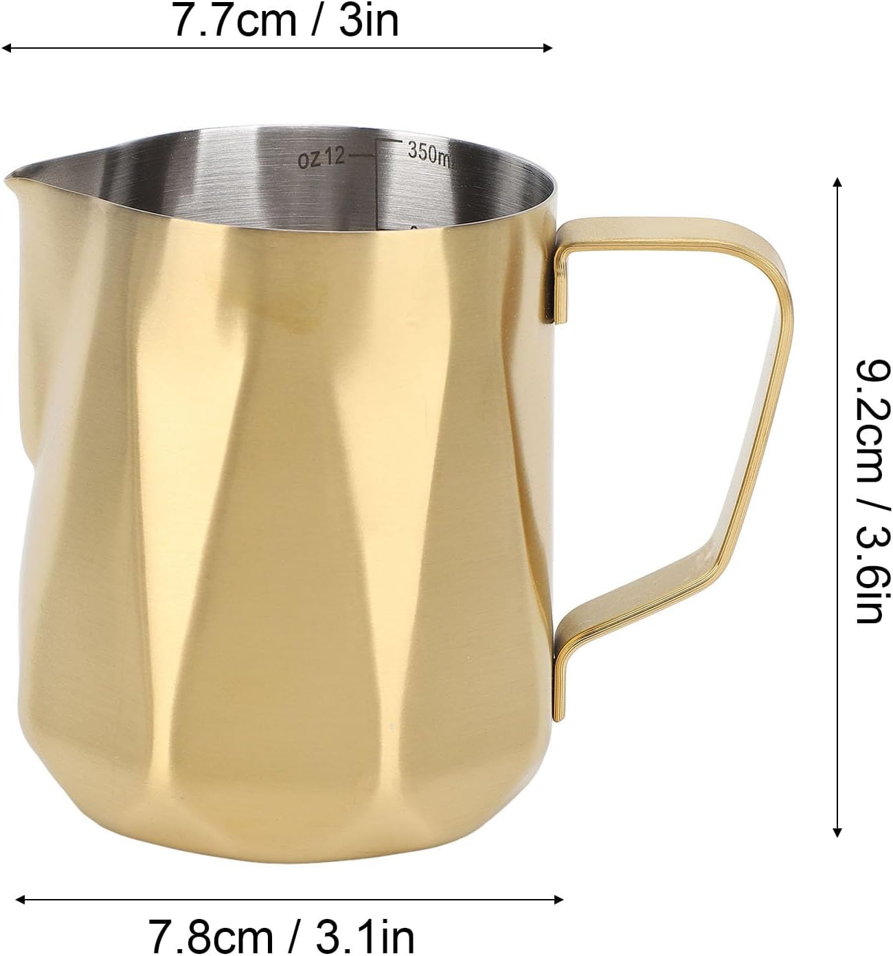 Milk Frothing Pitcher, Stainless Steel Long Handle Milk Frothing Jug, Stainless Steel Espresso Coffee Bar Accessories Tools for Making Coffee, Teapot, Milk Cup (350Ml Gold Plated)