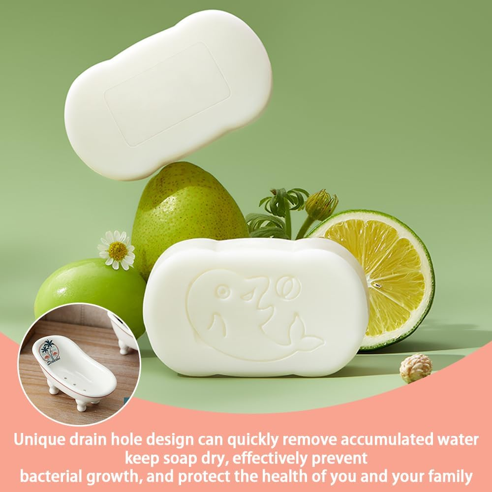 Ceramic Bathtub Soap Dish,Soap Carrier,Drain Soap Box,Vintage Decorative Soap Dish,Bathtub Shape Soap Holder,For Bathroom,Hotel,Kitchen,Home Decor image number 5