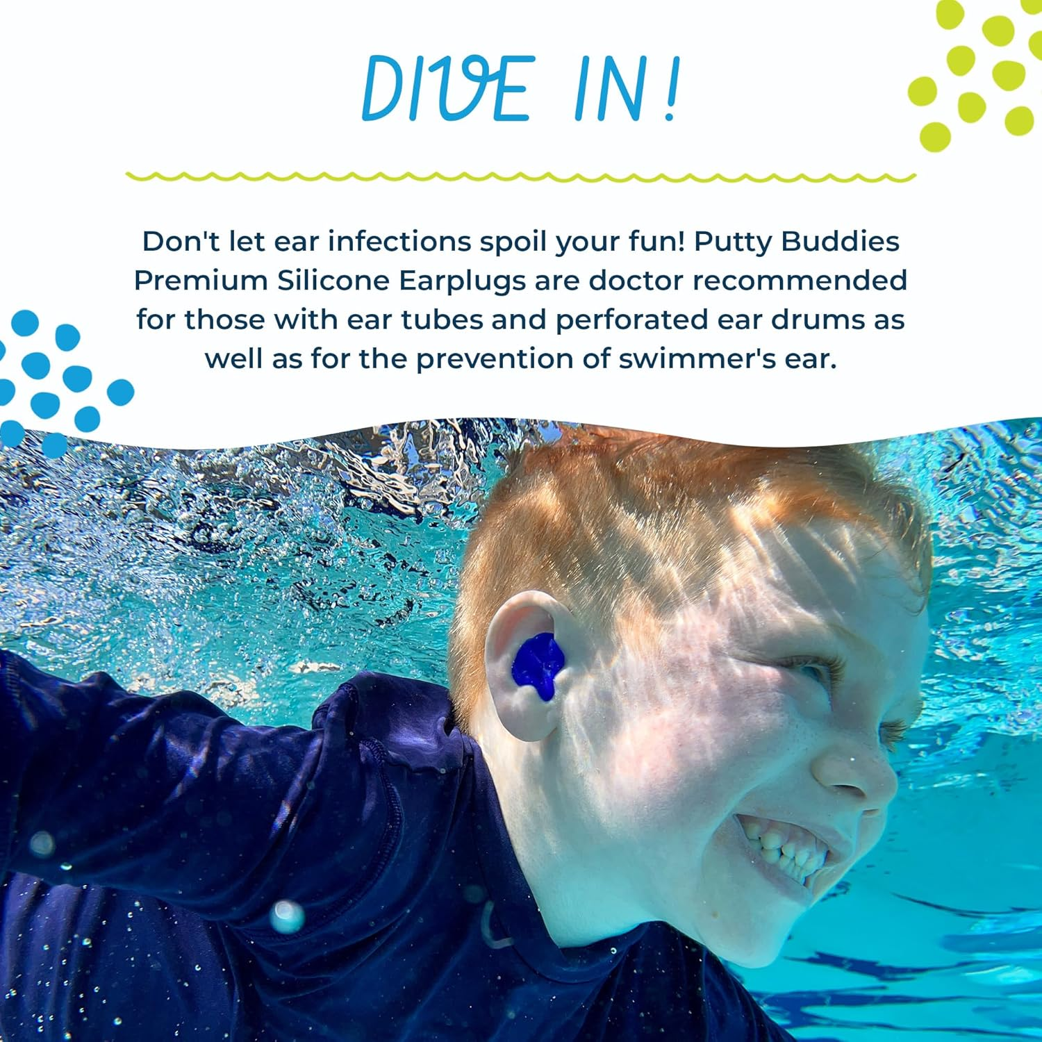 Earvolution Floating Putty Buddies Ear Plugs for Swimming - Invented by an Ear Physician - Moldable, Premium, Silicone - Floats on Water - Waterproof - Made in the USA - 3 Pack - Blue/Red/Green - Blue/Red/Green image number 3