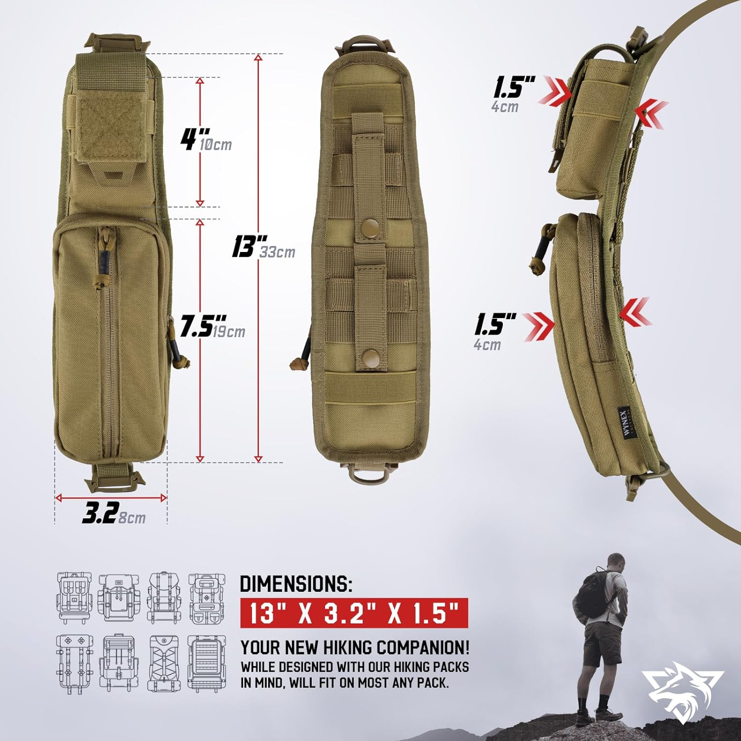 WYNEX Molle Tactical Pouches of Water Bottle Pouch Version, Tactical Accessories Backpack Strap Pouch Water Bottle Carrier Holder Molle Accessories for Backpacks image number 6