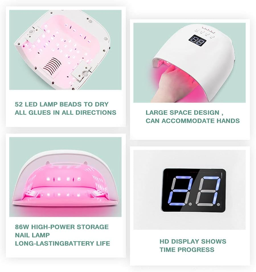 Nail Lamp, 86W Rechargeable LED Gel Nail Lamp,Cordless Nail Dryer,15600Mah Wireless Nail Polish Curing Lamp,Professional Nail Art Manicure Tools image number 4