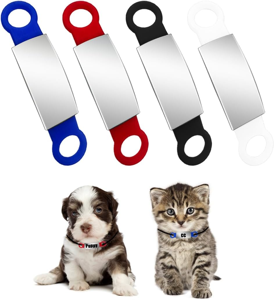 Pet ID Tags, 4 PCS Slide-On Pet Tags for Dogs, Cats (1.5 X 6.5Cm/0.59 X 2.55In) image number 1