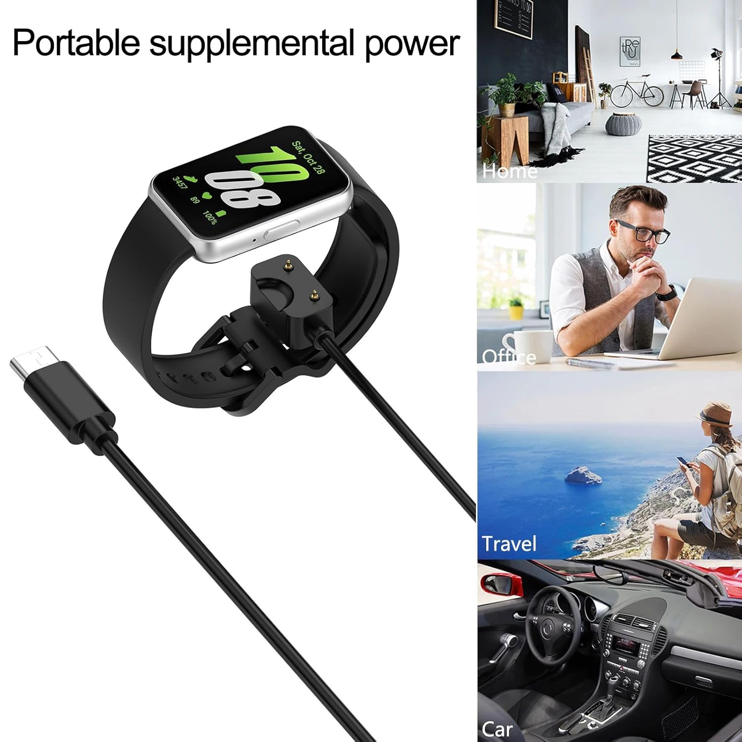USTIYA USB-C Charger Smartwatch for Samsung Galaxy Fit 3 SM-R390 Adaptador Replacement USB Adapter Cables Band Charging Accesorios image number 2