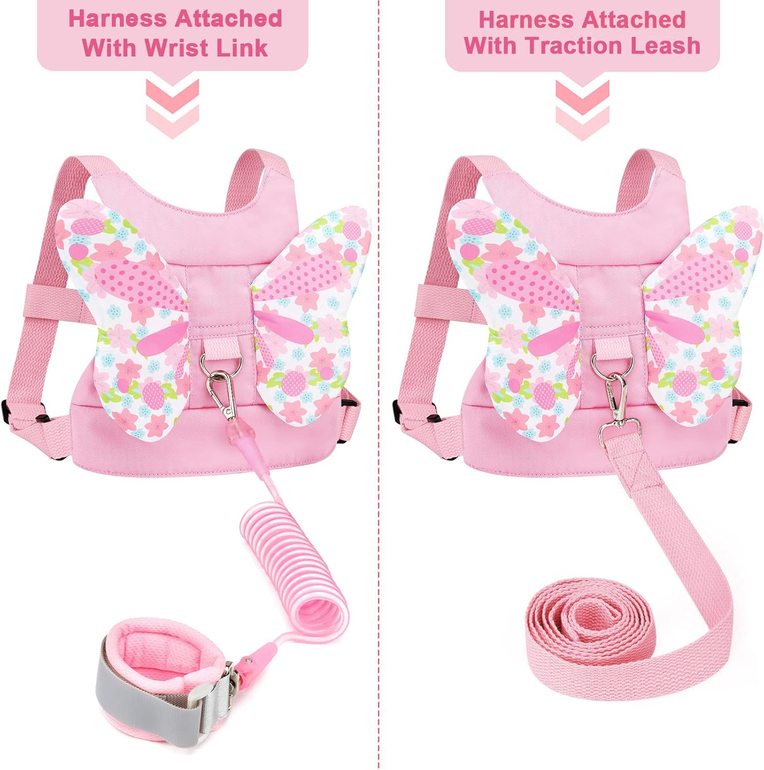 Accmor 3 in 1 Toddler Harness Leashes + anti Lost Wrist Link, Kids Harness Children Leash for Girls, Child anti Lost Leash Baby Cute Harness Belt Strap Hold Kids Close While Walking image number 5