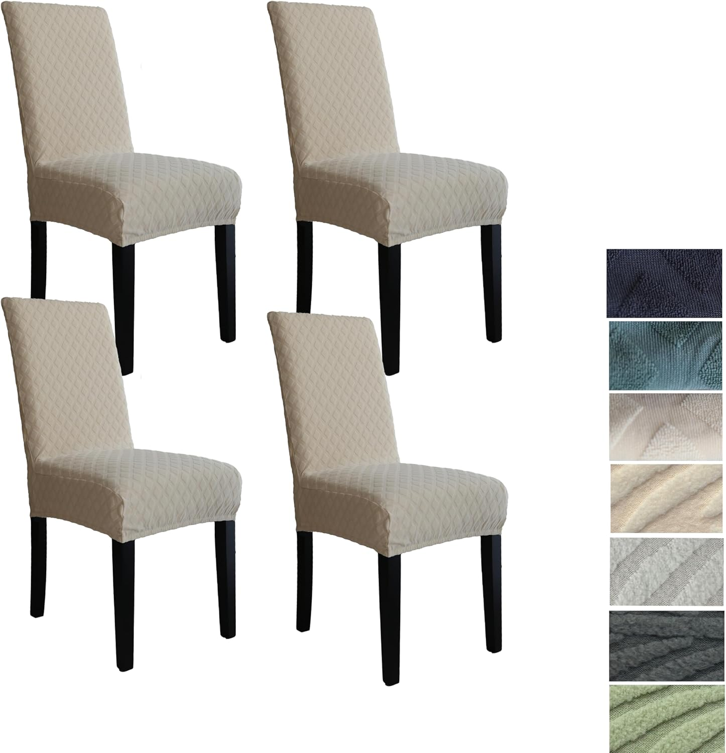 Dining Chair Covers, Stretch Kitchen Chairs Covers,Jacquard Dining Chair Covers Set of 6,Removable Washable Dining Chair Covers for Home Living Room Kitchen Banquet Hotel (6, Leaves-Medium Grey)