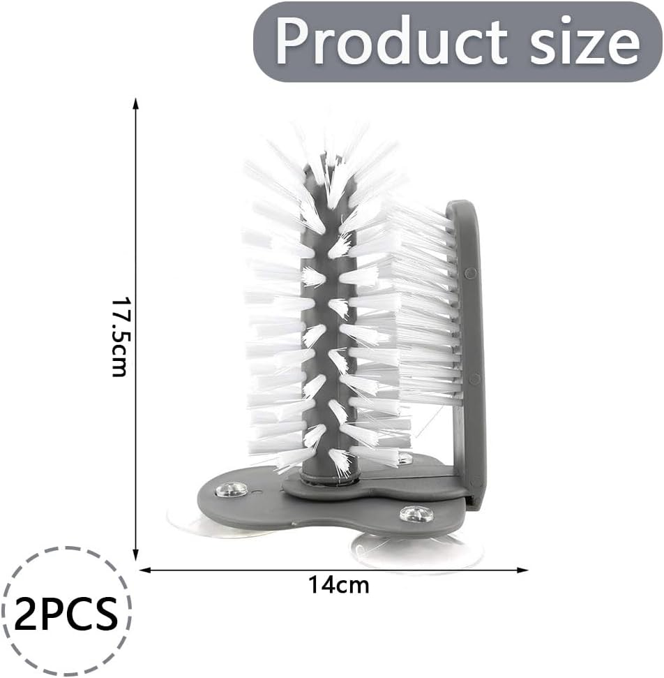 HYAVIA 2 Pack Detachable Suction Cup Glass Brush Cleaner, 360&deg; Rotating Lazy Cup Scrubber for Kitchen Sink, Tea Bar Glass Washer with Dual Bristles for Bottles, Mugs, and Glassware image number 6