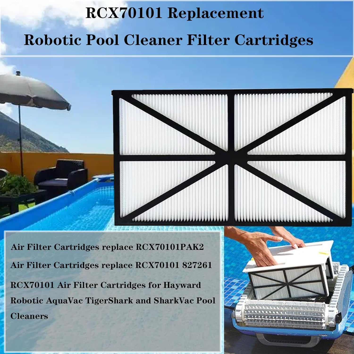 4Pack RCX70101 Filter Cartridge Refill Kit for Hayward Tiger Shark Pool Vacuum Replacement for 827261 image number 4