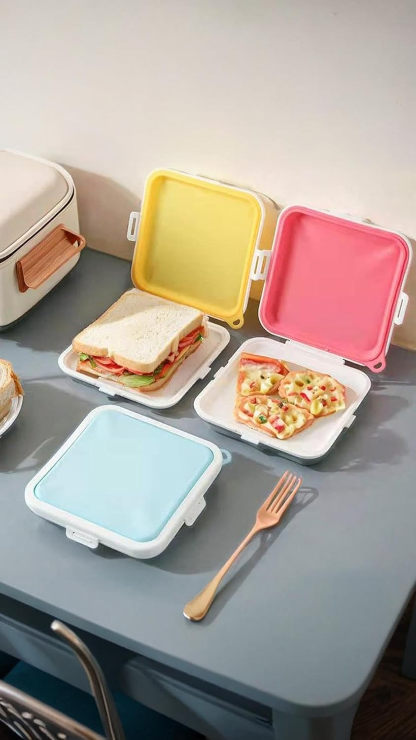 Honwor Reusable Silicone Sandwich Bag for Kids & Adults - Leakproof, Easy-Carry, Bpa-Free Lunch Container for School, Work, Travel - Blue image number 6