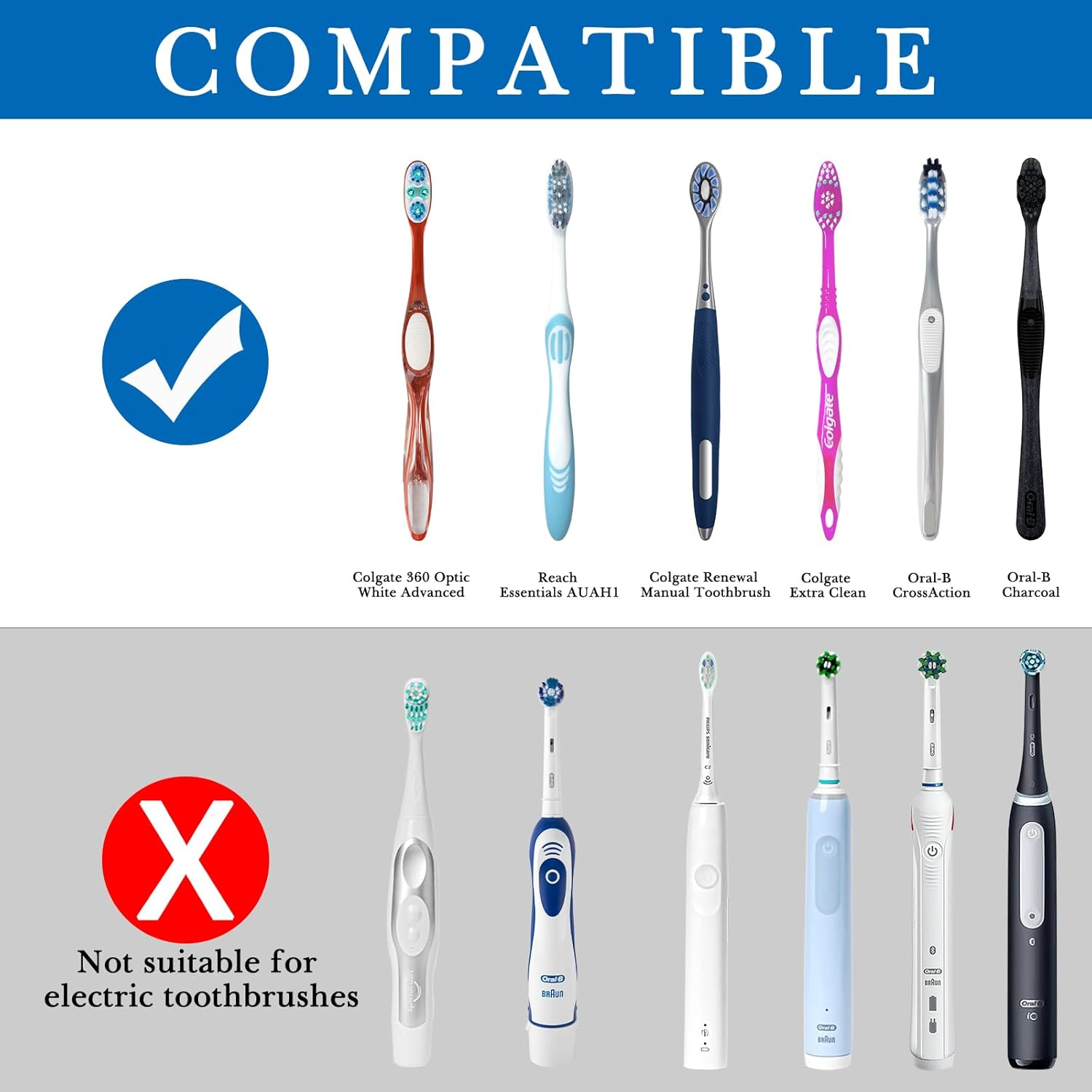 Linkidea 6 Compartment Wall Mounted Toothbrush Holder RV Mirror Toothbrush Organizer with Cover, Self Adhesive Toothbrush Storage Stand image number 1